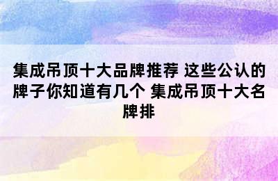 集成吊顶十大品牌推荐 这些公认的牌子你知道有几个 集成吊顶十大名牌排